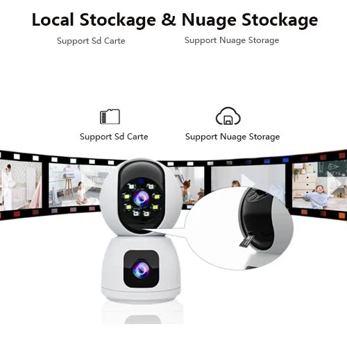 Caméra Surveillance WiFi Sans Fil Interieur 2MP+2MP Double Objectif Babyphone neuve