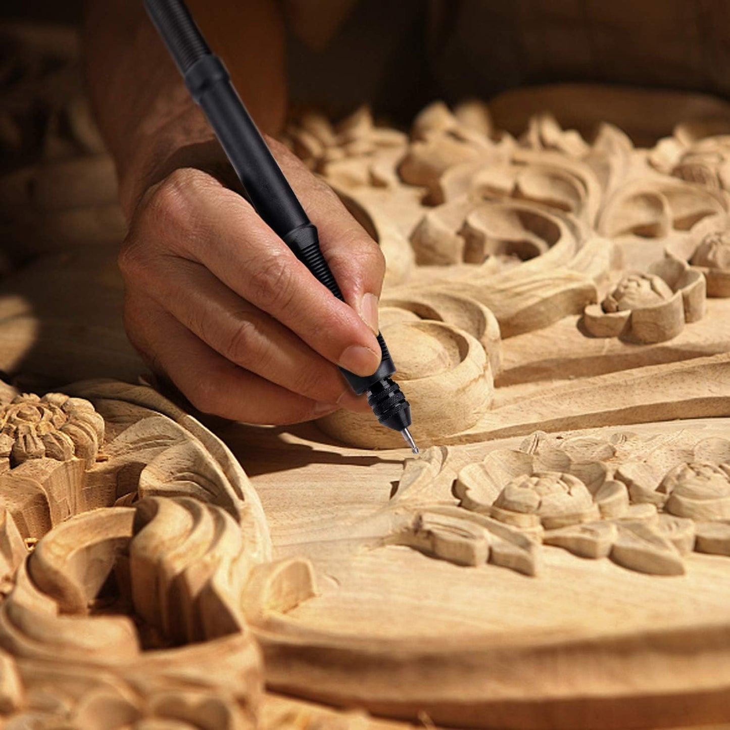 Outil rotatif sans fil, TECCPO 12 V avec mandrin sans clé à changement rapide, arbre flexible, 5 000 à 28 000 tr/min, 6 vitesses réglables, poignée auxiliaire, 80 accessoires.