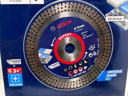 Bosch 1x Disques à tronçonner diamantés 76 mm EXPERT HardCeramic (pour Carrelages durs, Pierre dure, Ø 76 mm, Professional Accessoire Mini meuleuse angulaire)