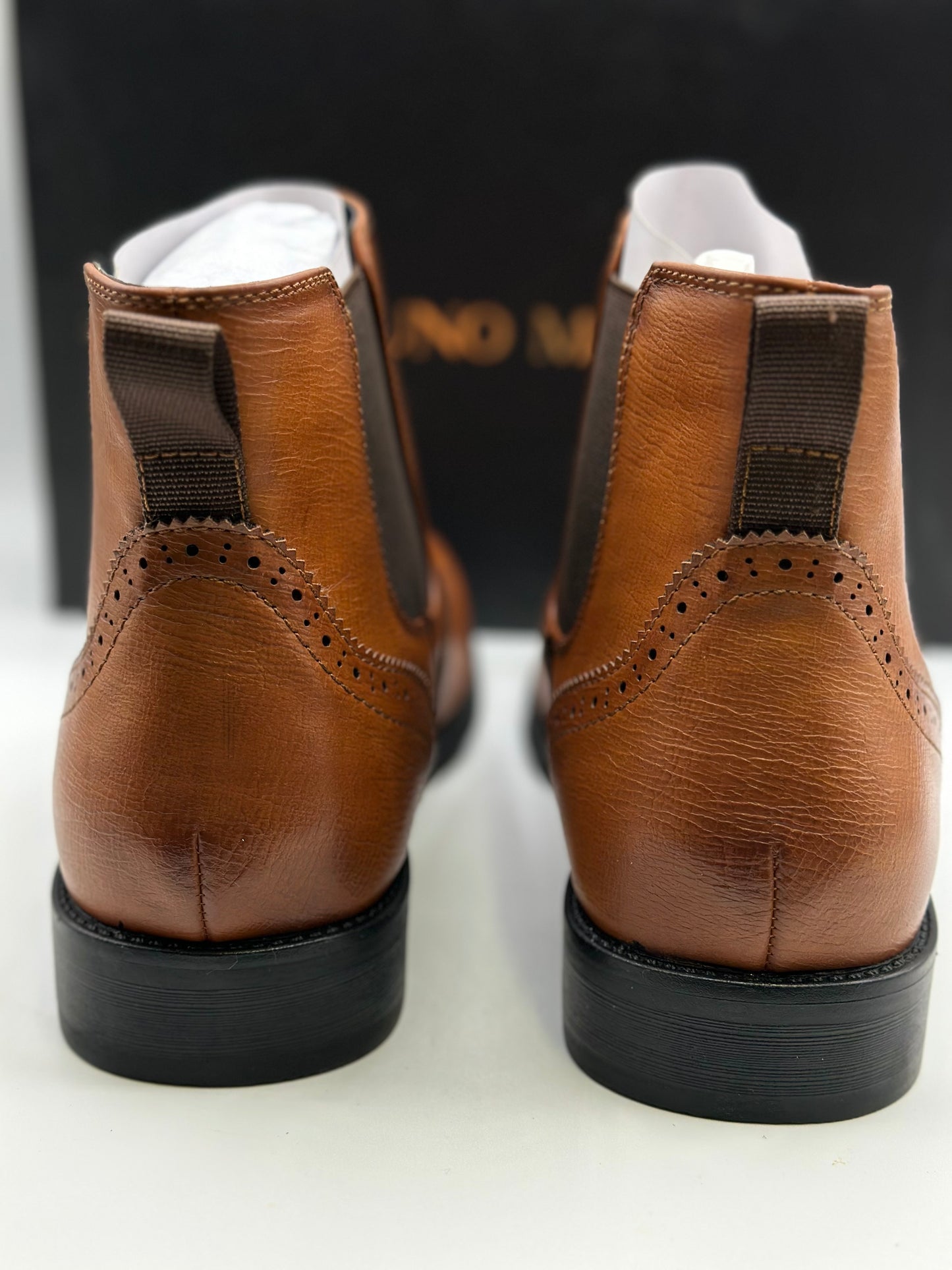 Bruno Marc Men Chelsea Boots Brogue en cuir Bottes de cheville Bottes Slip Boots