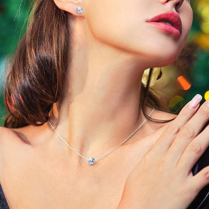 Alex Perry Collier en Cristal pour femmes, Collier en Argent 925, Pendentif en Cristal Cube pour Filles, Cadeaux Personnalisés pour Elle, Cadeaux pour la Fête des Mères, avec boîte à bijoux
