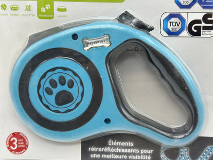 Zoofari Elropet Laisse rétractable pour chien avec enrouleur d'arrêt et bouton de verrouillage Bleu 5 m