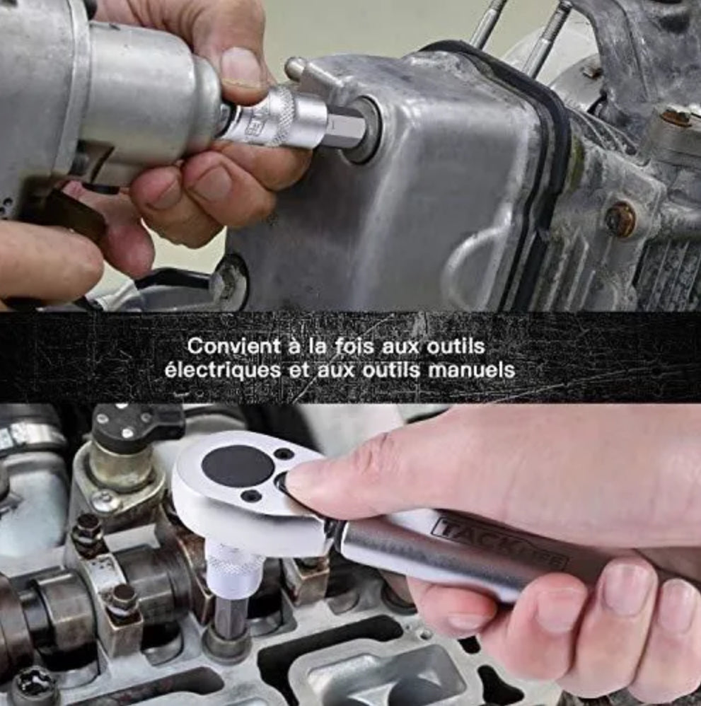 33 Pcs Jeu de Douilles TACKLIFE , 1/2" 1/4" 3/8", 16 Douilles Etoile Torx + 17 Embouts Hexagonaux Métriques HBS1C