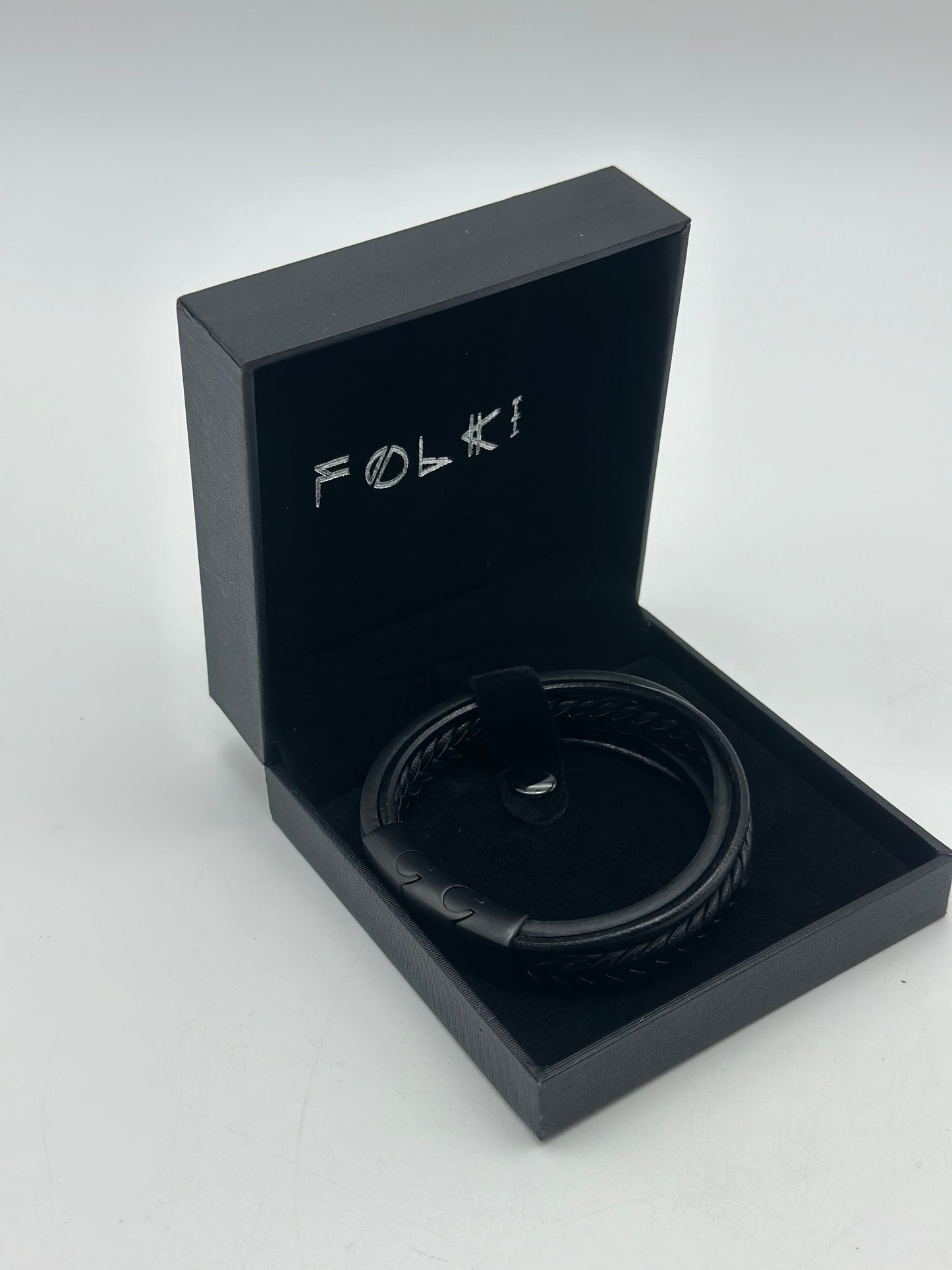 MBracelet Homme en Cuir Véritable Noir et Marron - Fermoir Magnétique en Acier Inoxydable - Bracelet en Cuir Tressé Multiple - Bijoux Homme avec Boîte de Luxe - Idée Cadeau pour Homme