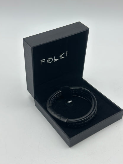 MBracelet Homme en Cuir Véritable Noir et Marron - Fermoir Magnétique en Acier Inoxydable - Bracelet en Cuir Tressé Multiple - Bijoux Homme avec Boîte de Luxe - Idée Cadeau pour Homme