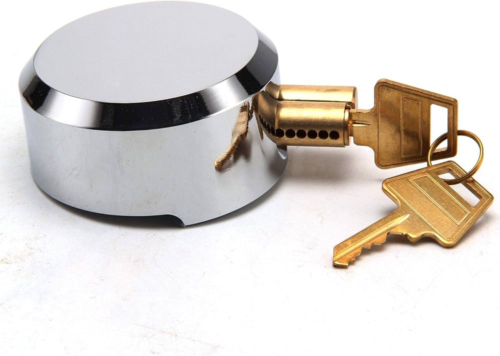 Fermer à clé Rondelle de hockey en acier chromé de 73 mm, Serrure de porte de remplacement pour camionnette robuste ronde à cadenas dissimulé en acier solide