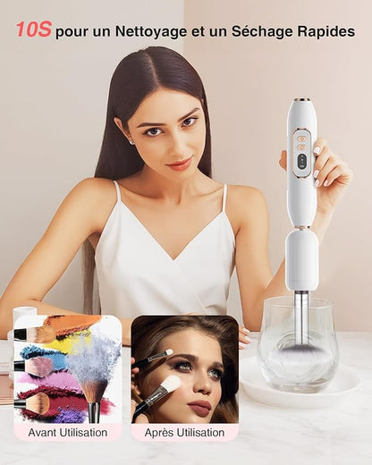 Ponceuse pour Ongles Professionnel - 1500mAh Ponceuse Ongle y Nettoyeur Pinceau Maquillage 2 en 1,20000 RPM Lime a Ongle Electrique,Nail Drill Portable,3 Vitesses Réglables,Sans Fil Sécurisé