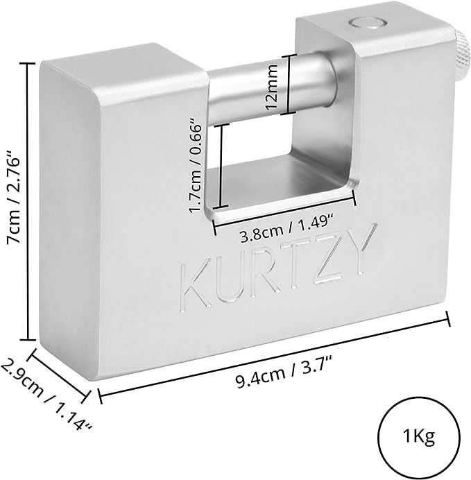 Cadenas robuste de 1 kg avec 5 clés – Serrure monobloc en acier massif trempé