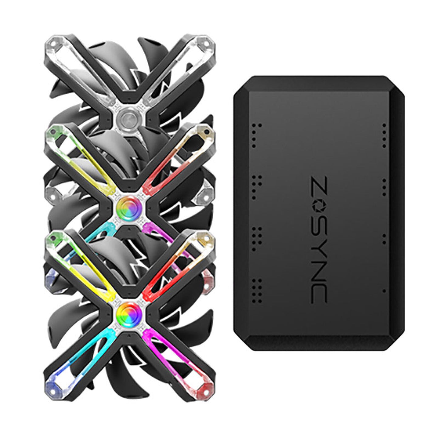Zalman ZM-SF120A RGB (Par 3)
Lot De 3 Ventilateurs De Boîtier 120 Mm Led RGB Adressables  + Boîtier De Contrôle Z-Sync