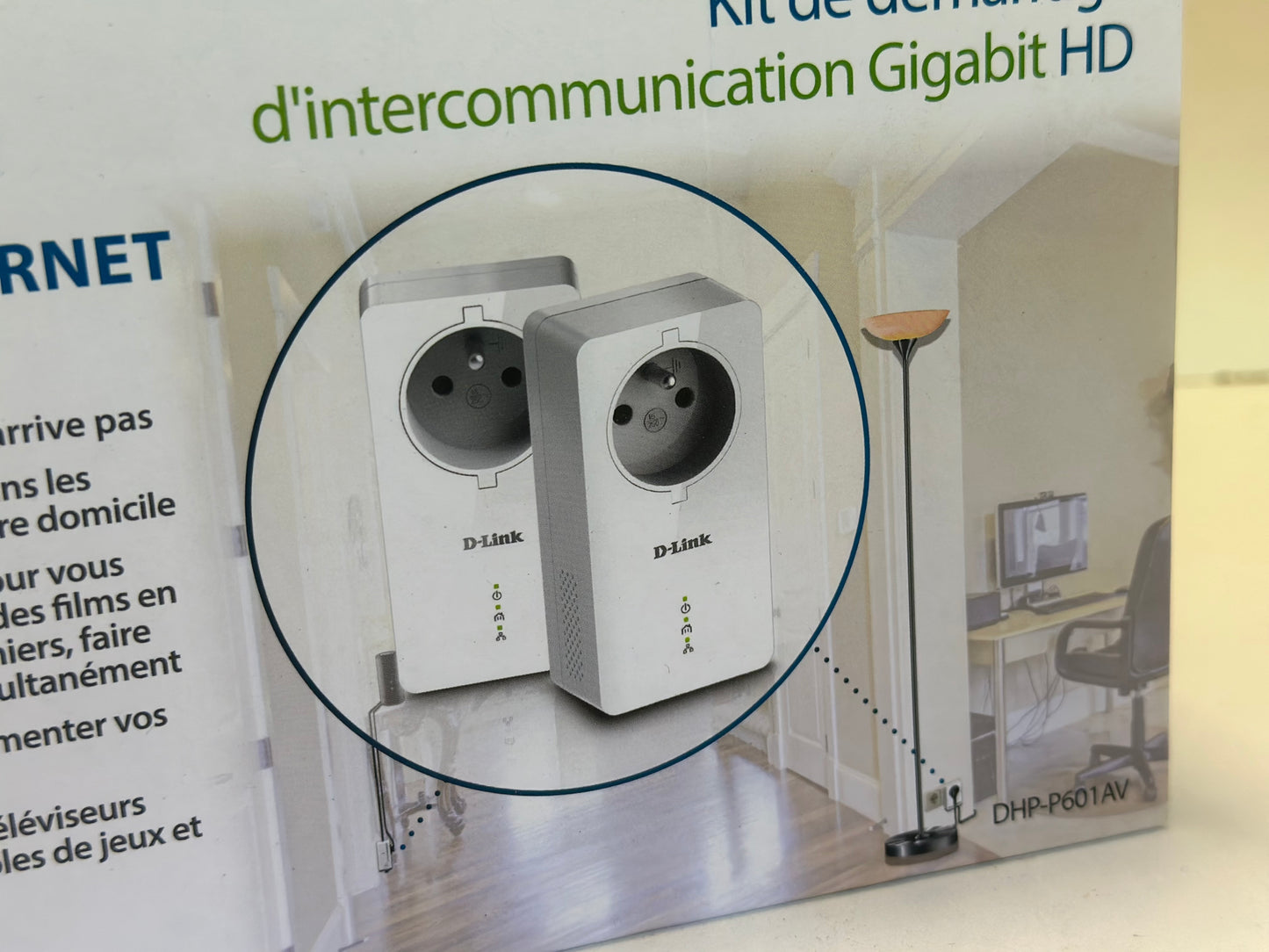 CPL 1000 mbps, Kit de 2 Adaptateurs HomePlug AV2 1000 HD prise intégrée- Idéal tv sans wifi neuf