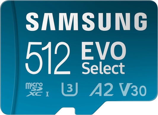 Samsung Evo Select Carte mémoire microSDXC UHS-I U3 130 Mo/s Full HD & 4K UHD avec Adaptateur SD (MB-ME512KA/EU) 512 Go