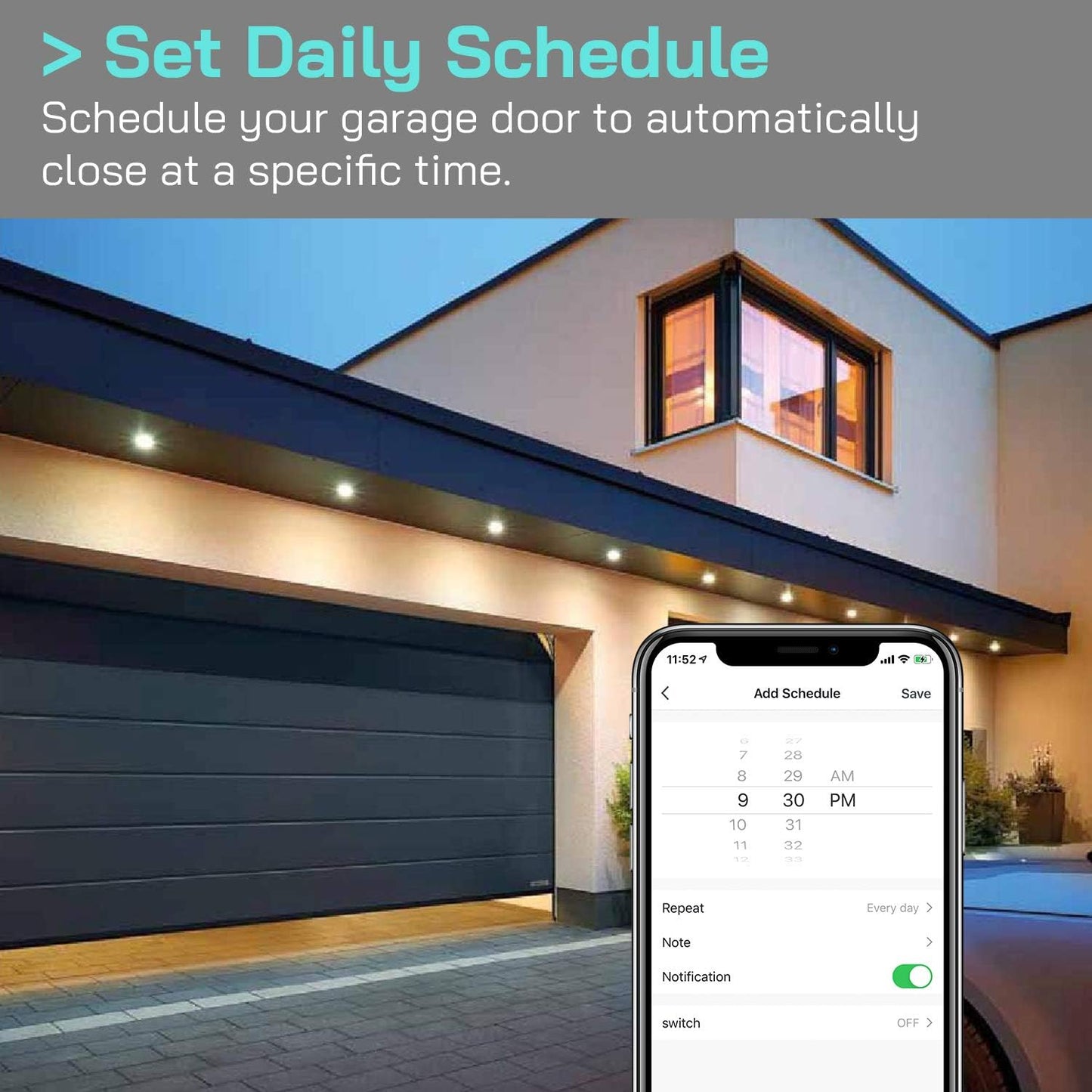 Ouvre-porte Wifi Ouvre-porte de garage Smart Smart | Télécommande APP | Compatible avec Google Assistant et IFTTT | Aucun hub requis | (noir)