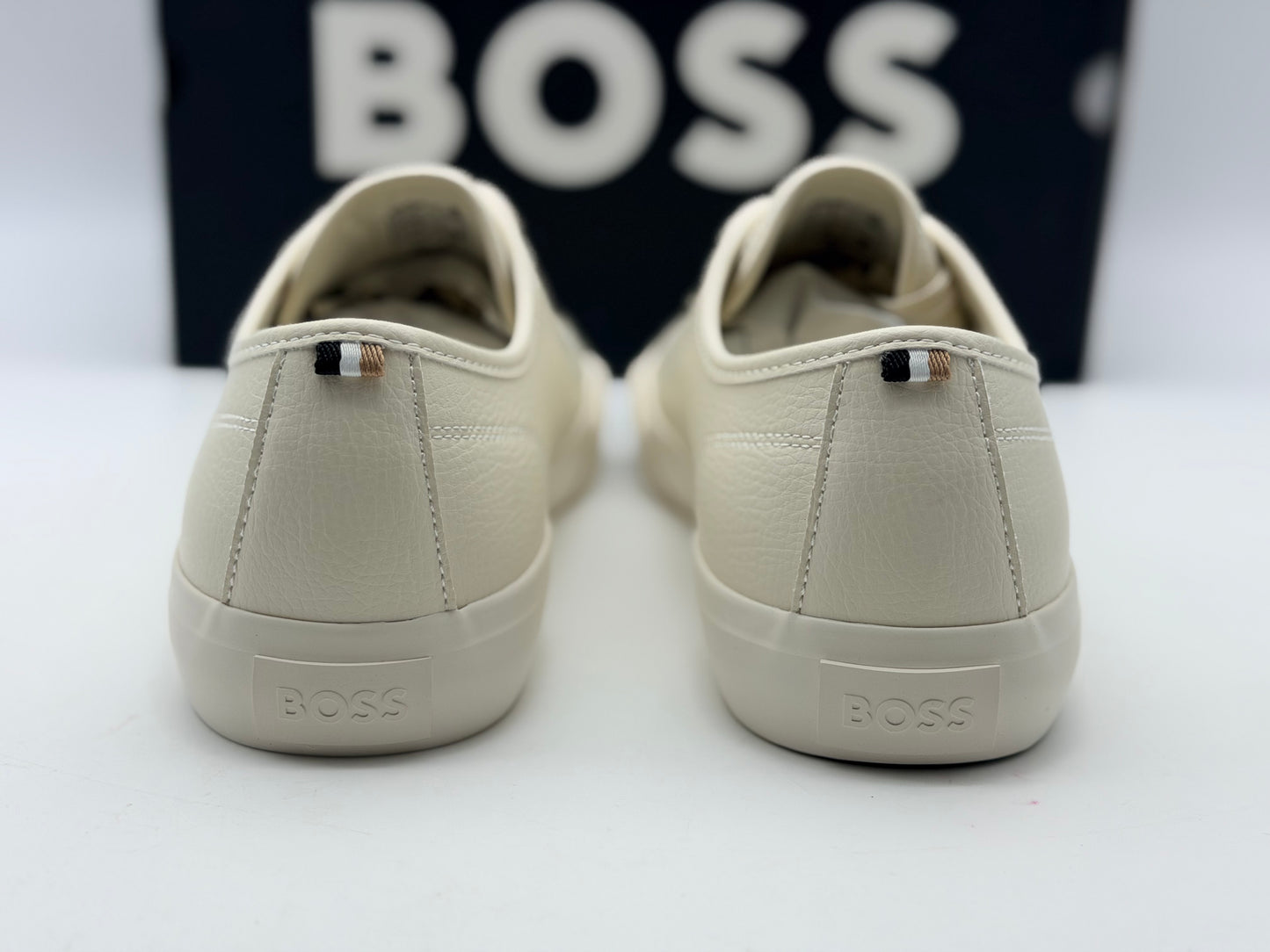 BOSS Hommes Aiden Tenn Baskets Basses en Similicuir grainé