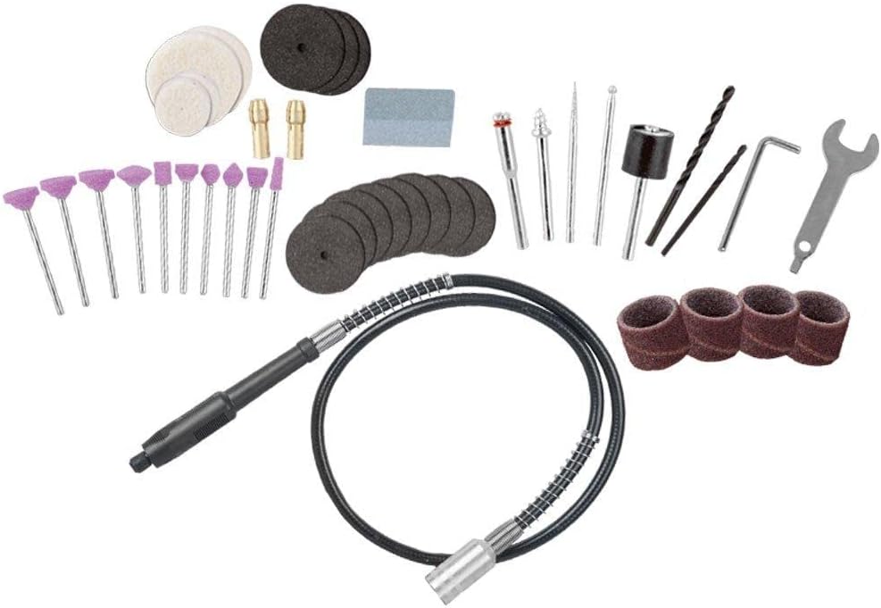 WESCO - WS3113KU.1 Kit d'outils rotatifs, 7 vitesses variables, 82 accessoires, 35 000 tr/min, arbre extensible, bloc sans clé, pour sculpter, polir, couper, graver