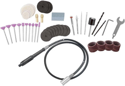 WESCO - WS3113KU.1 Kit d'outils rotatifs, 7 vitesses variables, 82 accessoires, 35 000 tr/min, arbre extensible, bloc sans clé, pour sculpter, polir, couper, graver