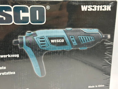 WESCO - WS3113KU.1 Kit d'outils rotatifs, 7 vitesses variables, 82 accessoires, 35 000 tr/min, arbre extensible, bloc sans clé, pour sculpter, polir, couper, graver