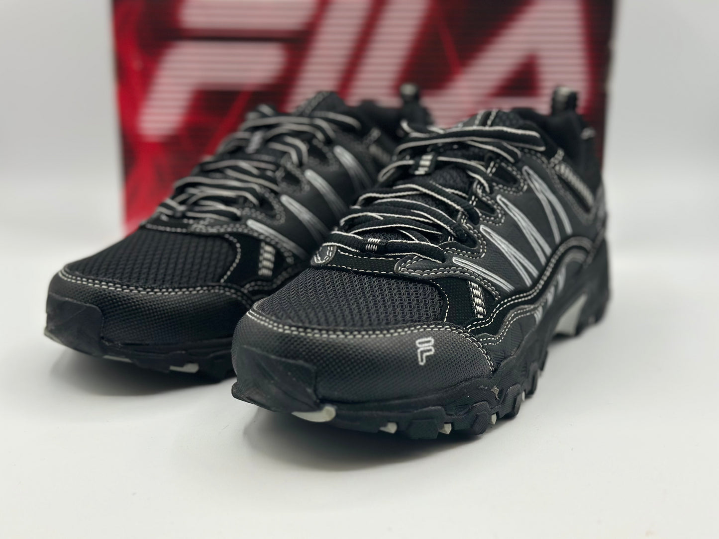 Fila Men's Memory at Peak Steel Toe Trail Runner, Black/Metallic Silver, T38