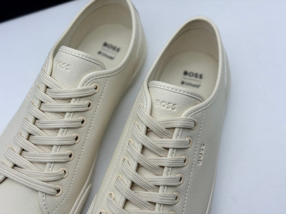 BOSS Hommes Aiden Tenn Baskets Basses en Similicuir grainé