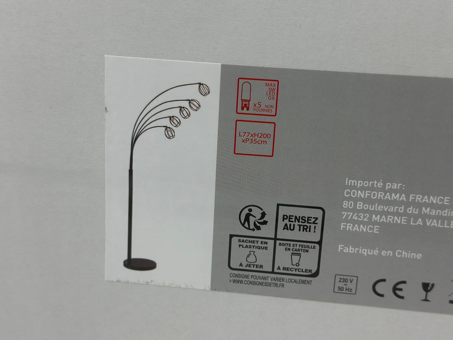 Lampadaire coloris noir neuf