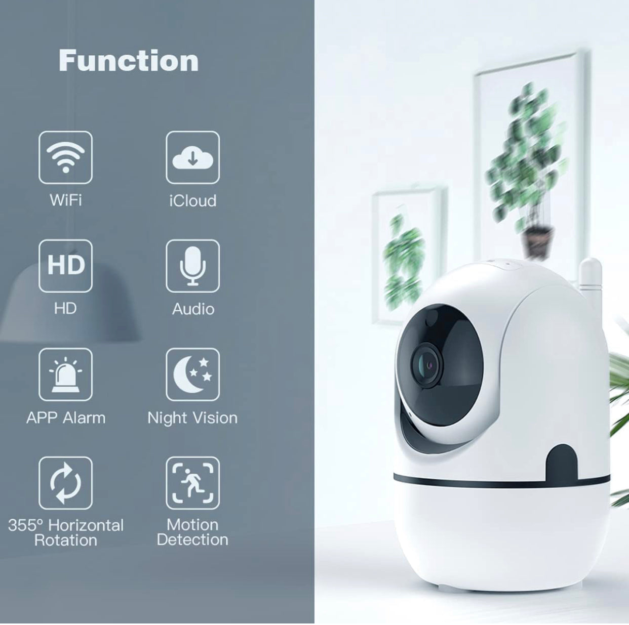 Caméra Surveillance IP WiFi 1080P FHD sans Fil 2,4 G Vision panoramique de sécurité avec détection M