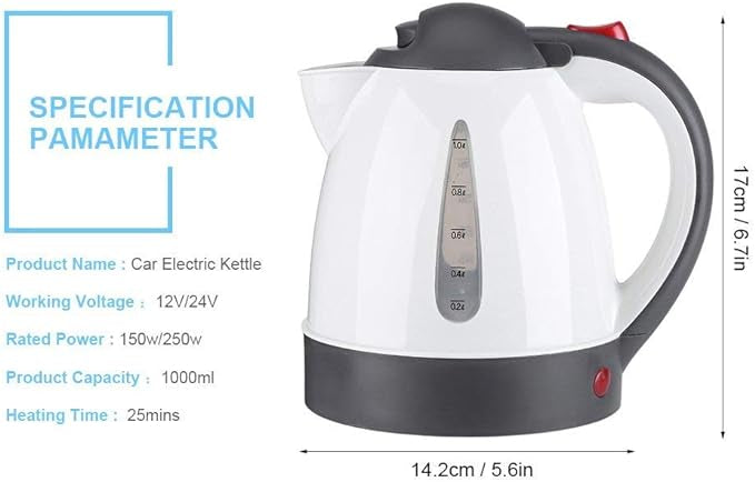 Bouilloire Électrique 1000ml Portable pour Voiture,Voyage Allume-Cigare DC12V Rapide pour Thé Café
