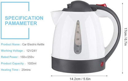 Bouilloire Électrique 1000ml Portable pour Voiture,Voyage Allume-Cigare DC12V Rapide pour Thé Café