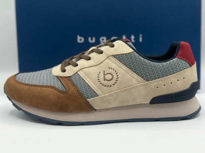 Baskets basses en mesh beige à semelle running semi-compensée à talon renforcé et lacets plats