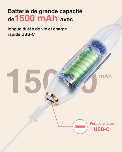 Ponceuse pour Ongles Professionnel - 1500mAh Ponceuse Ongle y Nettoyeur Pinceau Maquillage 2 en 1,20000 RPM Lime a Ongle Electrique,Nail Drill Portable,3 Vitesses Réglables,Sans Fil Sécurisé