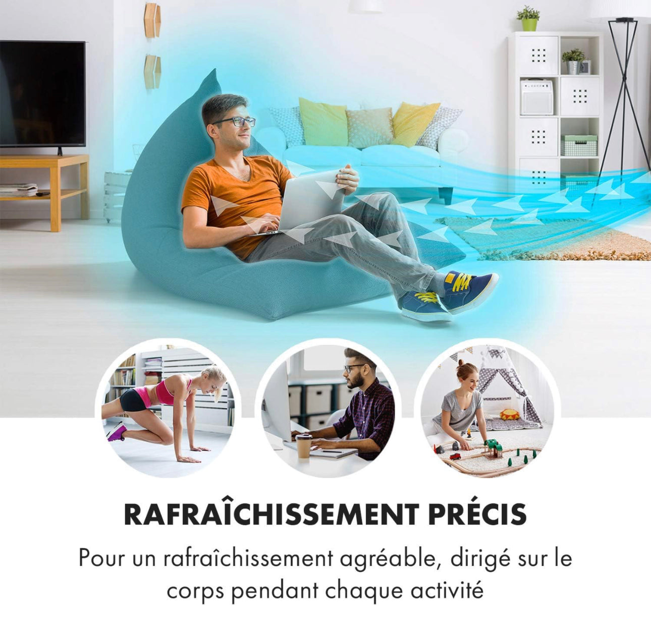 Ventilateur sur Pied, Jusqu'à 2040m³/h, 16" (41cm), 55W de puissance, 5 pales, Oscillation neuf