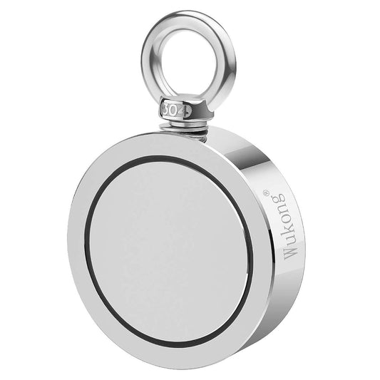 Wukong Aimant de pêche en néodyme à Double Face, Diamètre 94mm,Combiné 770 Kg Extrêmement Traction Puissant Rond Pêche Aimants Idéale pour Pêche À L'aimant et Chasse Au Trésor