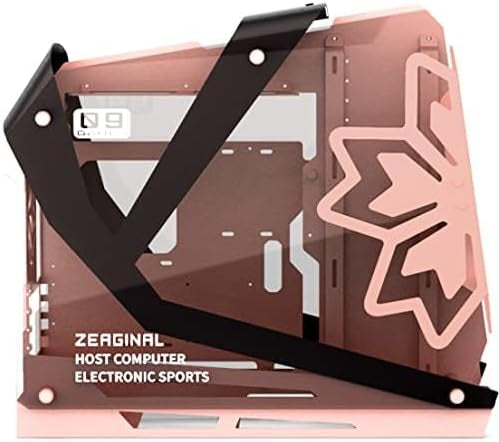 Zeaginal ZC-09 (Noir/Rose) - Boitier PC Aluminium Ouvert BOÎTIER MOYEN TOUR EN ALUMINIUM AVEC 2 PAROIS EN VERRE TREMPÉ