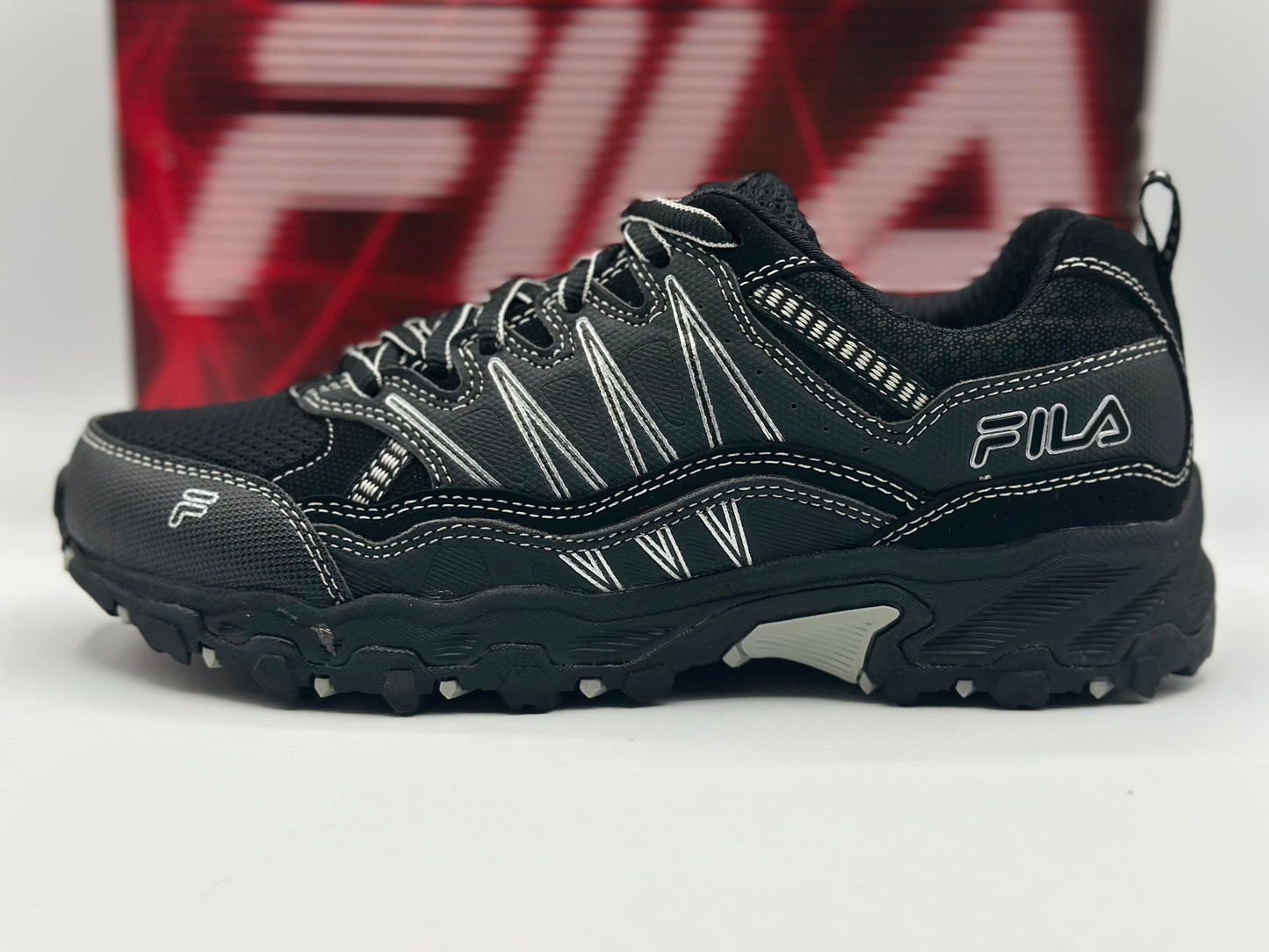 Fila Men's Memory at Peak Steel Toe Trail Runner, Black/Metallic Silver, T38