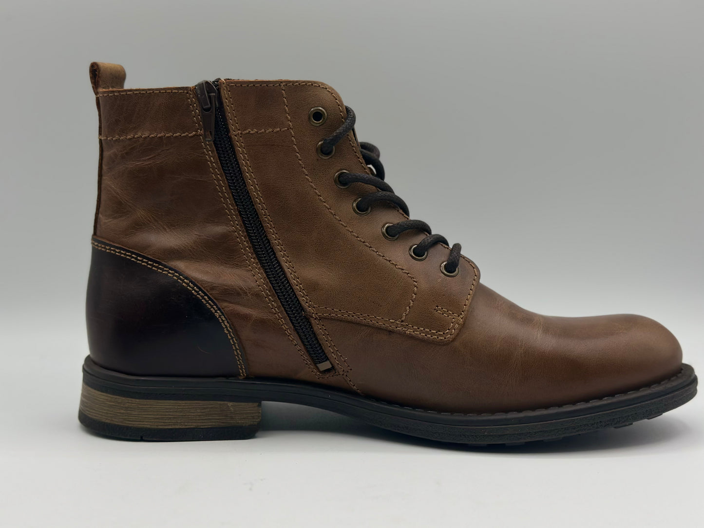 ELONG Bottine Homme Cuir Noir Marron