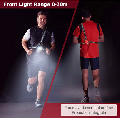 Lampe Feu de position, USB Rechargeable LED Course à pied Lamp Sport avec 120° Réglable Light, Imperméable Security Avertissement Lumière pour la course à pied, le Camping, la Randonnée, Ourdoor Adventure