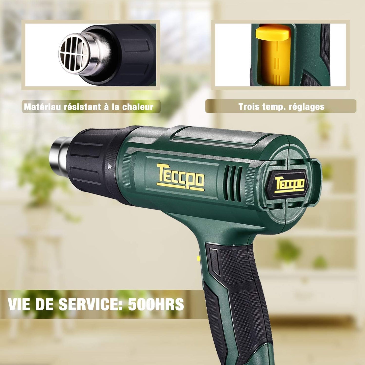 Pistolet à Air Chaud, 2000W 240V, 3 Températures Variables de 50° C - 480° C - 600° C neuf