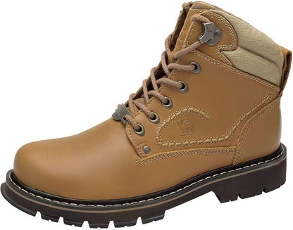 CAMEL CROWN Bottes à lacets Bottes de combat pour hommes Bottes de travail Bottes pour hommes Chaussures de travail en cuir Bottes de travail classiques à tige courte pour extérieur Bottes de loisirs antidérapantes