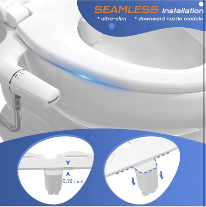 Samodra Classic 7.0 - Pulvérisateur pour bidet, WC ultra fin avec double buse non électrique, pression de l’eau réglable, fixation de bidet d’eau froide pour toilettes, installation facile à domicile