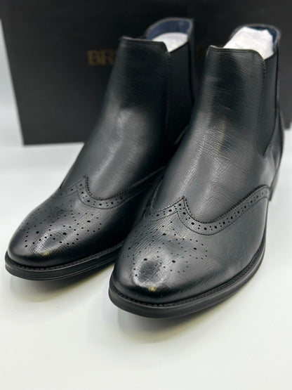 Bruno Marc Men Chelsea Boots Brogue en cuir Bottes de cheville Bottes Slip Boots