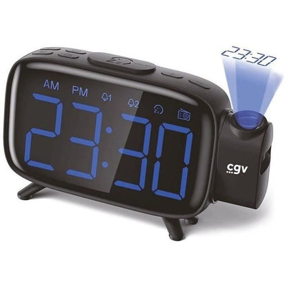 Radio réveil avec projection de l'heure - élégant- Double alarme - Gros boutons - Utilisation facile