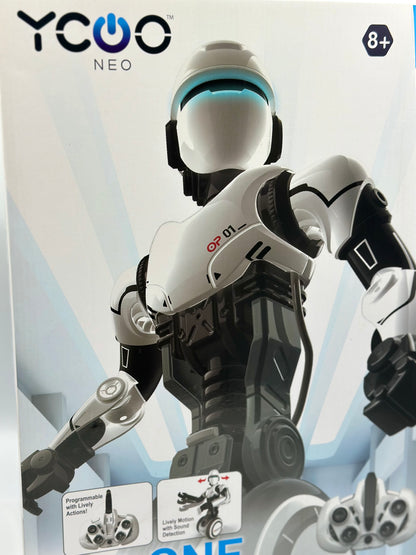 Ycoo by Silverlit - O.P One - Robot Radiocommandé Programmable 36 cm - Mode Espion et Possibilité d'enregistrer des Messages, Bras et Tête Articulés