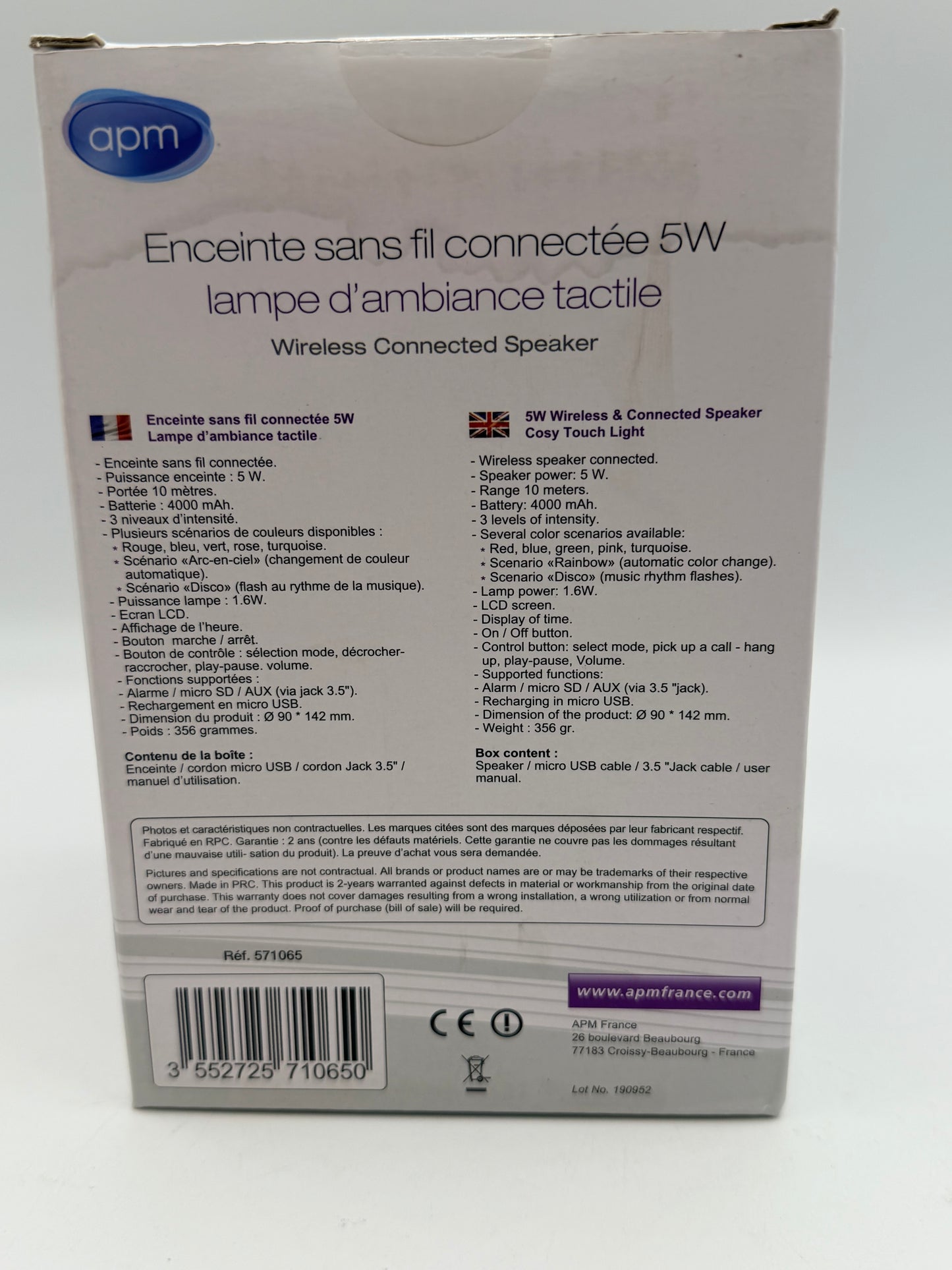 Veilleuse Bluetooth - TD® - Haut-parleur lumineux - 3W - Mains libres - Rechargeable