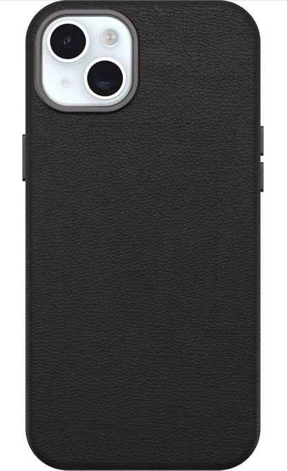 Otterbox Coque Symmetry Series Cactus Leather MagSafe pour iPhone 14 Plus- 14pro- 14 pro max , Antichoc, résistante aux Chutes, Coque de Protection Fine, 3X testée Selon la Norme Militaire, Noir/doré