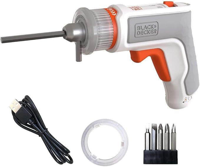 BLACK+DECKER Tournevis Electrique Universel HEXDRIVER - Visseuse Sans Fil 5,5 Nm Compatible avec Vis, Douilles et Clés Allen - Fonction Vissage/Dévissage - Spécial Meubles en Kit