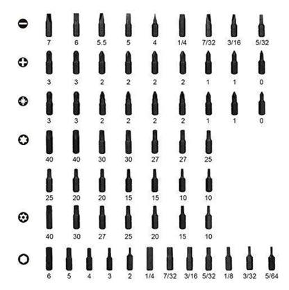 60 Pcs Jeu d'embouts de Vissage TACKLIFE, Magnétique, 60 Mèches et Rallonge de Porte-Embout, Jeu de Tournevis Portable PSDB1A