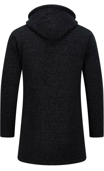 Cardigan Homme Long à Capuche Zippé Pull Veste en Maille Homme Hoodie Épais et Décontractée Chandail Homme Sweats à Capuche Homme