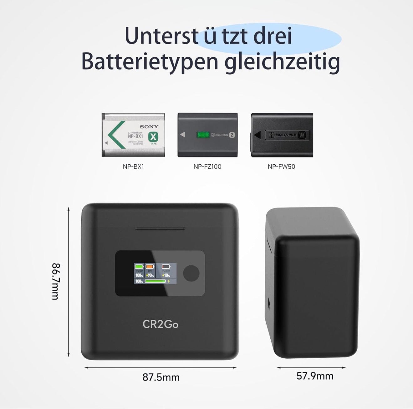 Chargeur rapide double pour batteries d'appareil photo Sony, USB Type-C, écran LCD intelligent, charge rapide, compatible avec Cyber-Shot DSC-RX100, DSC-RX100 II, LIMETA NP-FZ100 NP-FW50 NP-BX1
