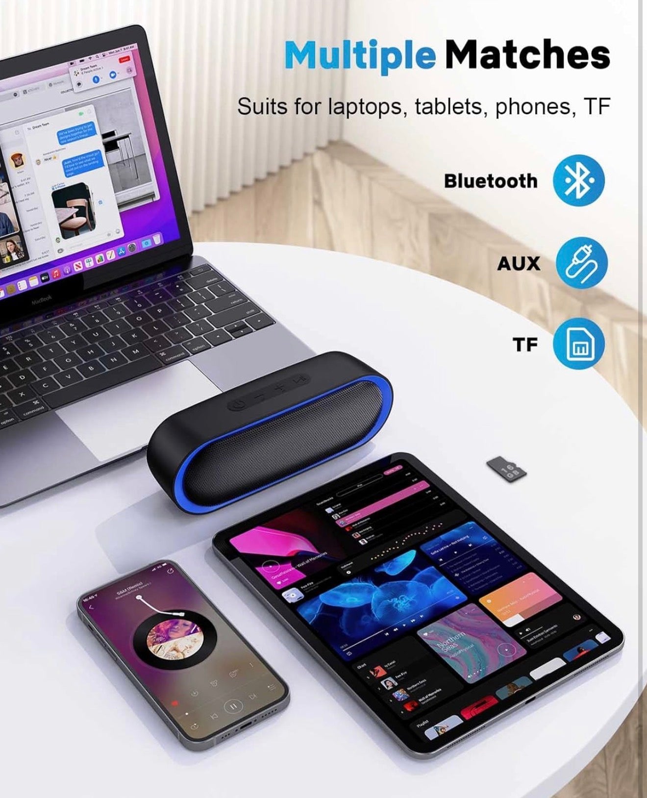 Haut-parleurs Bluetooth, haut-parleurs portables étanches avec TWS, 24 heures de lecture, son stéréo, sans fil pour la maison Douche Piscine Plage Extérieur (noir)