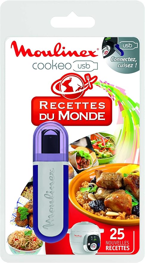 Moulinex Clé USB de 25 Recettes Du Monde XA600111 Accessoire Cookeo Officiel Compatible avec Multicuiseurs Cookeo YY2943FB CE702100