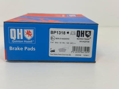 QUINTON HAZELL BP1318 Plaquettes de frein
contact de signal d'usure inclus
Réf.: BP1318
EAN: 5016593661059 pour fiât, Opel, ABARTH, VAUXHALL