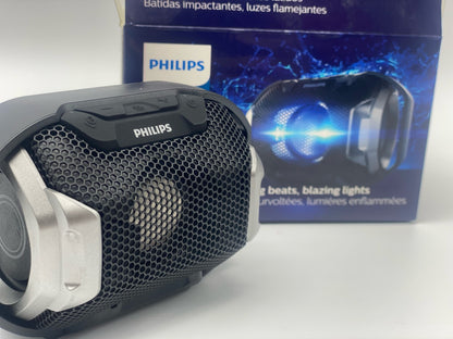 Philips Audio Enceinte Bluetooth portable SB300B/00 (Basses volumineuses, Bluetooth, lumière multicolore, fonction mains-libres, anti-chocs et étanche) Noir